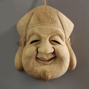 kyogen Daikoku Wooden Mask for Wall Decoration