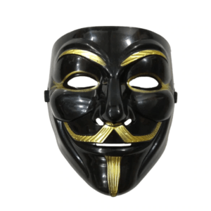 black and golden guy fawks mask with eye liner