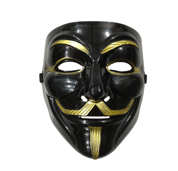 Black and Golden Guy Fawkes mask with Eyeliner [Best Price] – Kabuki Masks